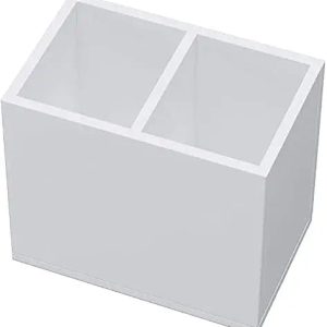 Acrylic Pen Holder with 2 Compartments - Clear, Black, White - Desk Accessory Organizer