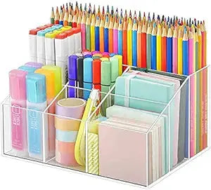 Acrylic Pen Holder, Clear Desk Organizer