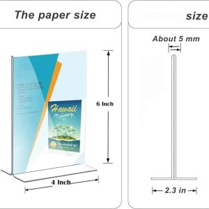 Clear Acrylic Double-Sided T-Shape Table Sign Holder | Vertical Menu Display Stand for School, Office, Hotel, and Party