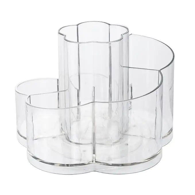 Clear Makeup Brush Holder Organizer，360-Degree Rotating Multi-Functional Pen Holder，Acrylic Multi-Purpose Desktop Stationary Organizer, Home Office Art Supply Storage Box Caddy