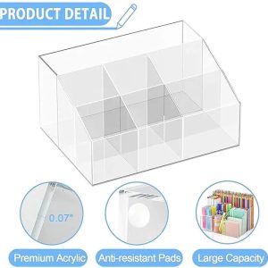 Acrylic Pen Holder, Clear Desk Organizer