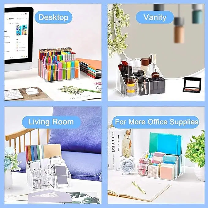 Acrylic Pen Holder, Clear Desk Organizer