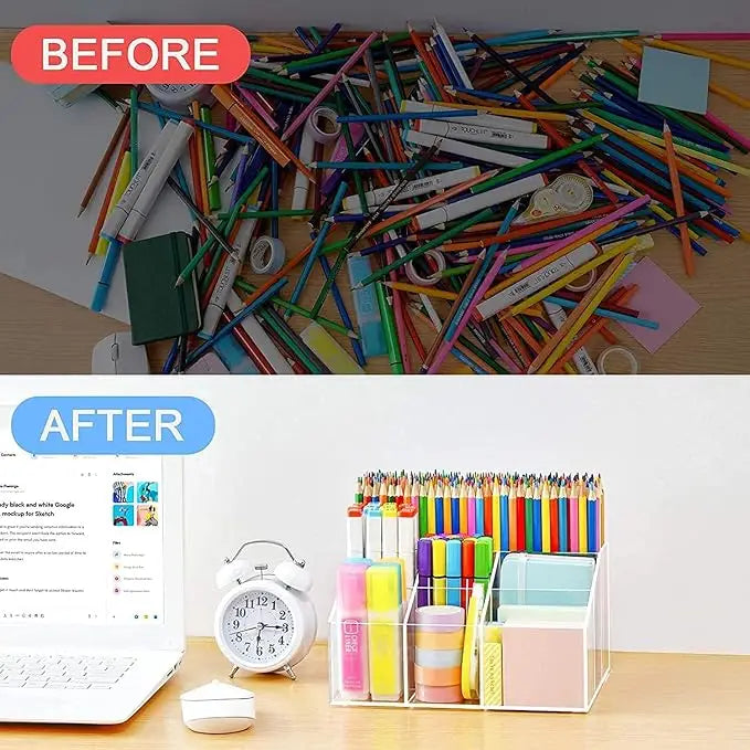 Acrylic Pen Holder, Clear Desk Organizer