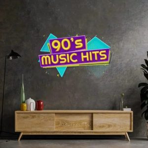 90s Music Hits LED Neon Acrylic Artwork – Retro Pop Wall Decor