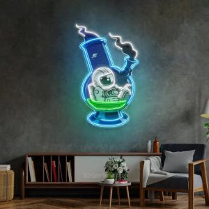 Astronaut Bong LED Neon Acrylic Artwork – Cosmic and Playful Wall Decor
