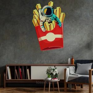 Astronaut on Chips LED Neon Acrylic Artwork – Playful Cosmic Wall Decor