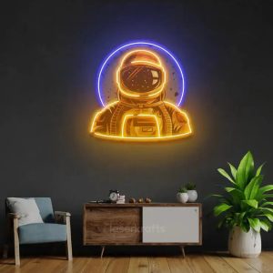 Astronaut Emblem LED Neon Acrylic Artwork – Cosmic and Modern Wall Decor