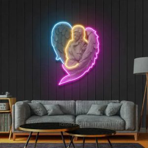 Angel LED Neon Acrylic Artwork – Ethereal and Elegant Wall Decor