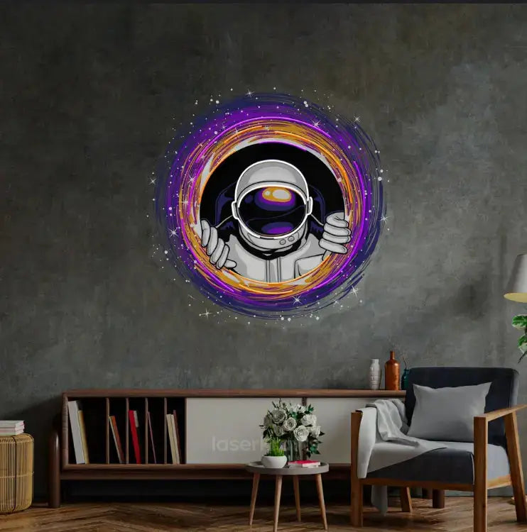 Black Hole Astronauts LED Neon Sign Light – Modern Pop Art Wall Decor