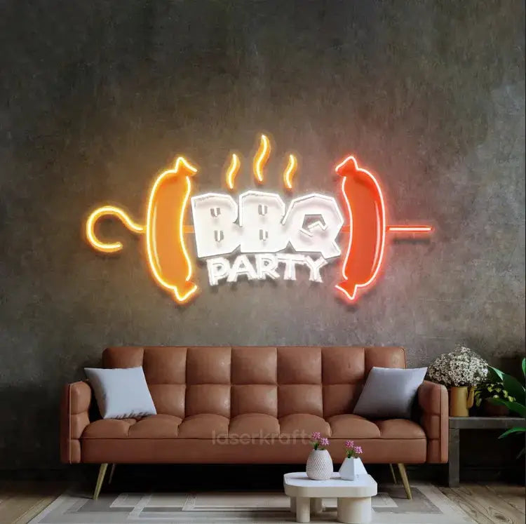 BBQ Party LED Neon Acrylic Artwork – Festive and Fun Wall Decor