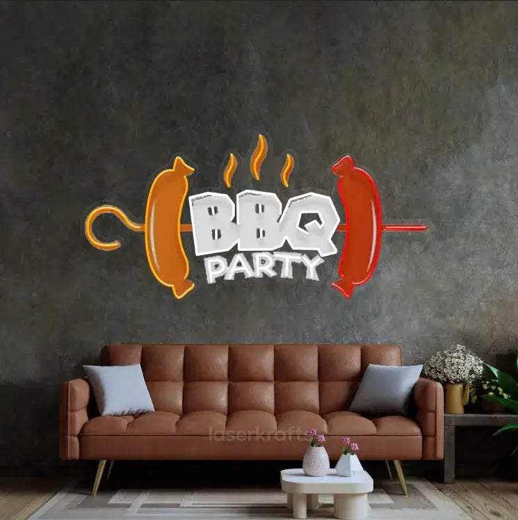 BBQ Party LED Neon Acrylic Artwork – Festive and Fun Wall Decor