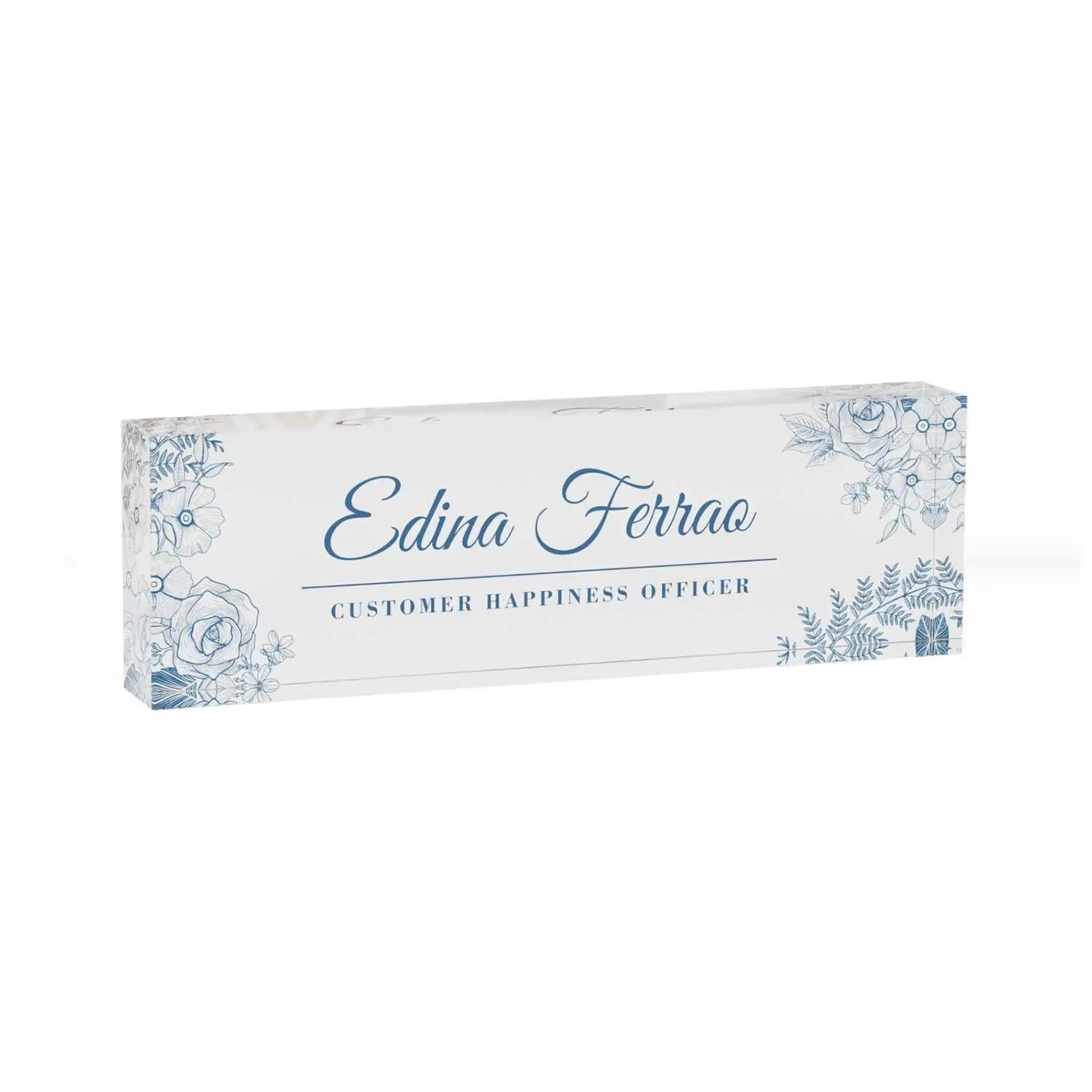 Blue Blossoms - Acrylic Desk Name Plate