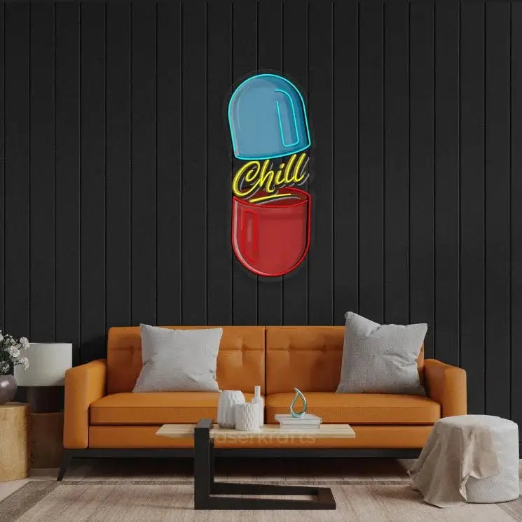 The Chill Pill LED Neon Acrylic Artwork – Relaxing and Modern Wall Decor