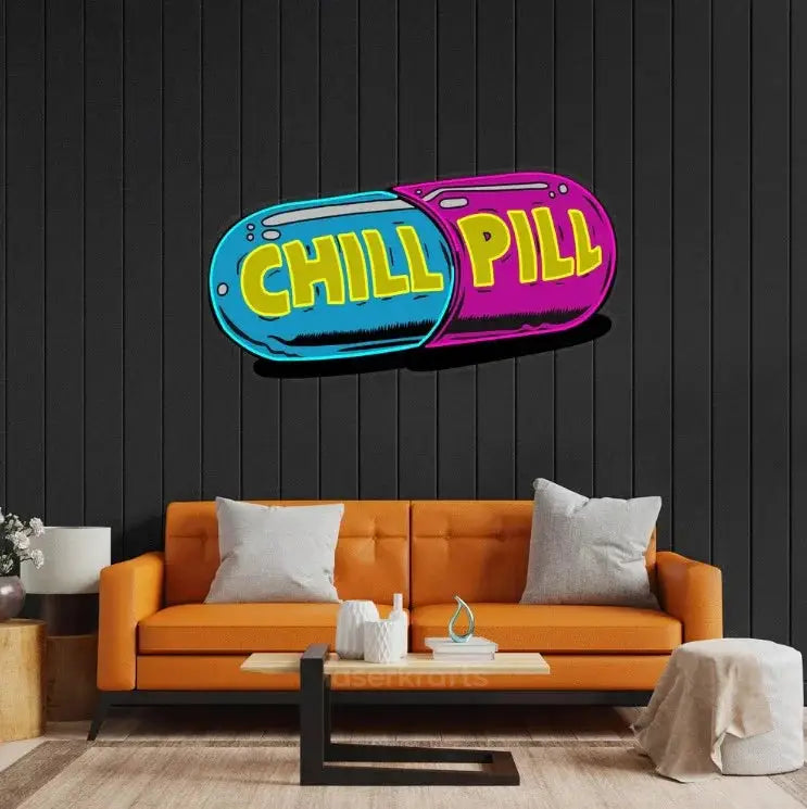 Chill Pill LED Neon Acrylic Artwork – Relaxing and Modern Wall Decor