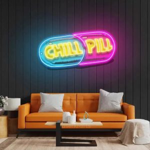 Chill Pill LED Neon Acrylic Artwork – Relaxing and Modern Wall Decor
