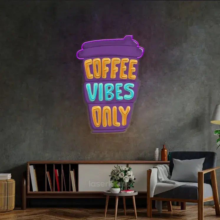 Coffee Vibes Only LED Neon Sign Light – Chic Pop Art Wall Decor