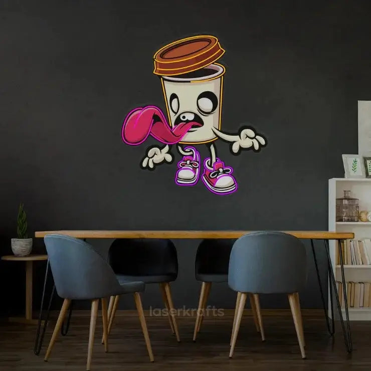 Zombie Cup LED Neon Acrylic Artwork – Eerie Pop Art Wall Decor