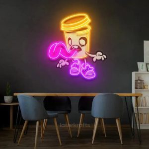 Zombie Cup LED Neon Acrylic Artwork – Eerie Pop Art Wall Decor