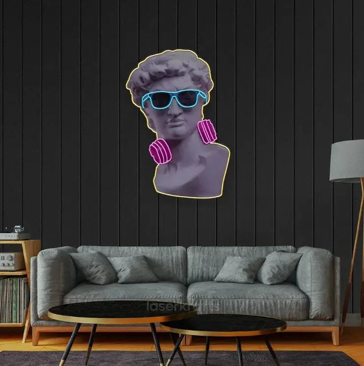 David Vibing Neon Acrylic Artwork – Modern Pop Art Wall Decor