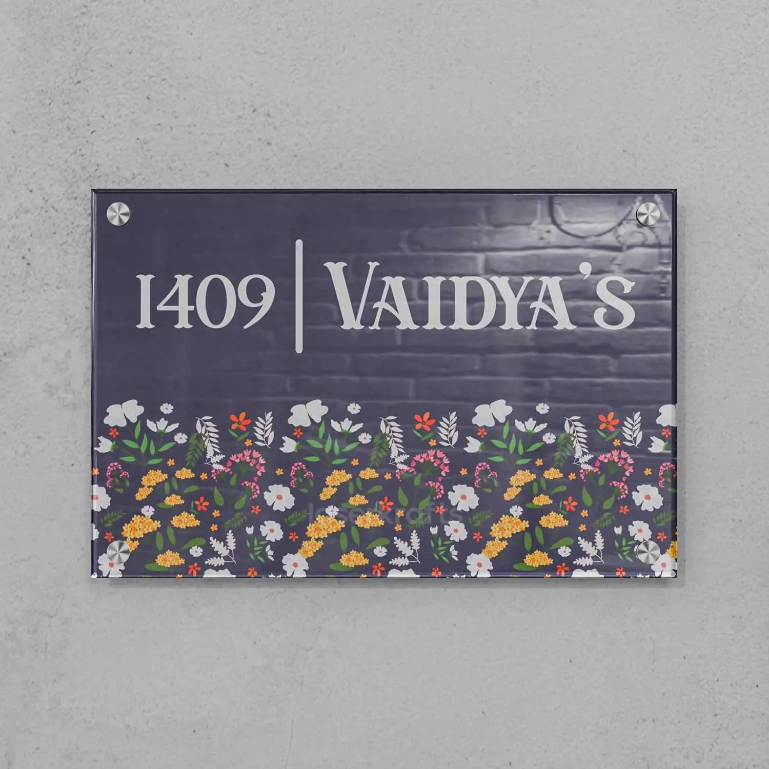 Floral Symphony - Acrylic Name Plate