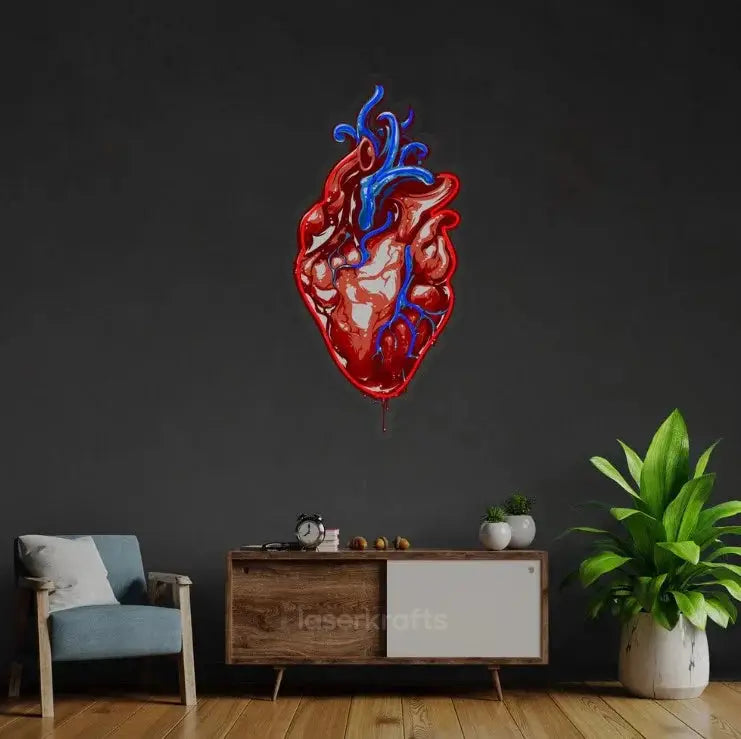 Heart LED Neon Acrylic Artwork – Romantic and Vibrant Wall Decor