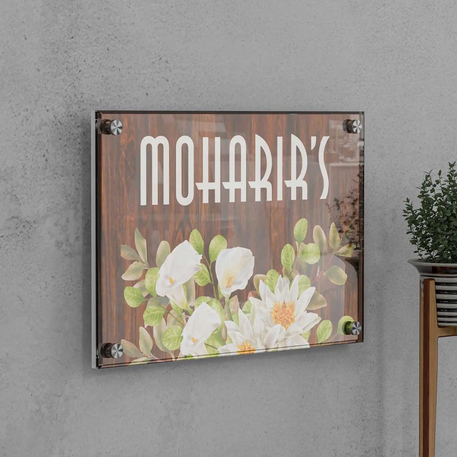 Ivory Blossoms - Acrylic Name Plate