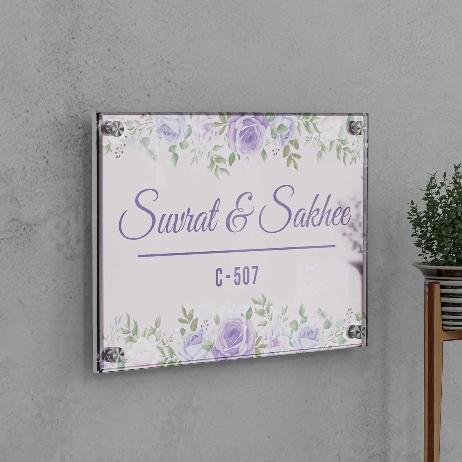 Lavender Flowers - Acrylic Name Plate