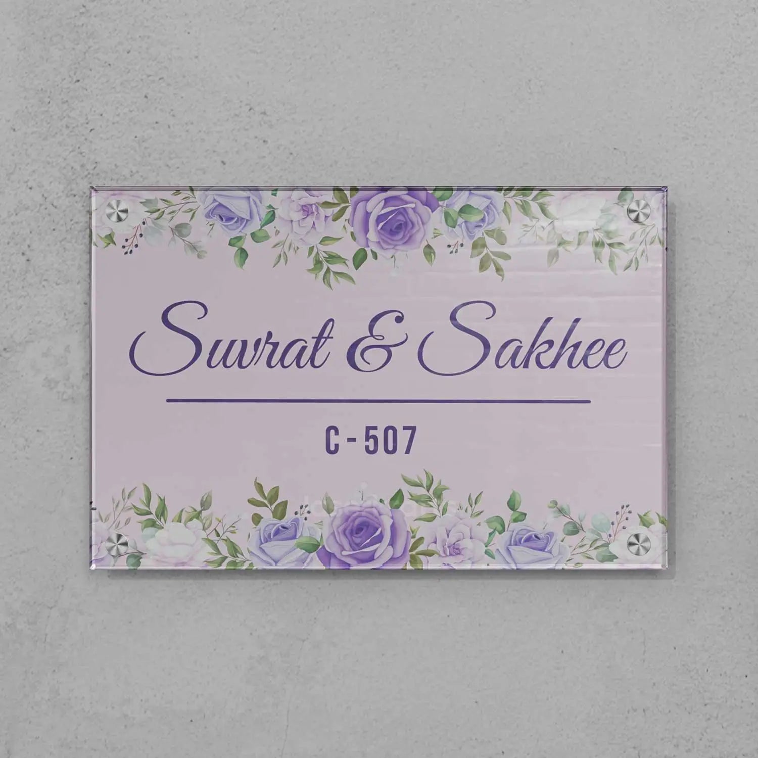 Lavender Flowers - Acrylic Name Plate