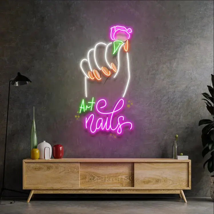 Nail Art LED Neon Sign Light – Chic and Vibrant Pop Art Wall Decor