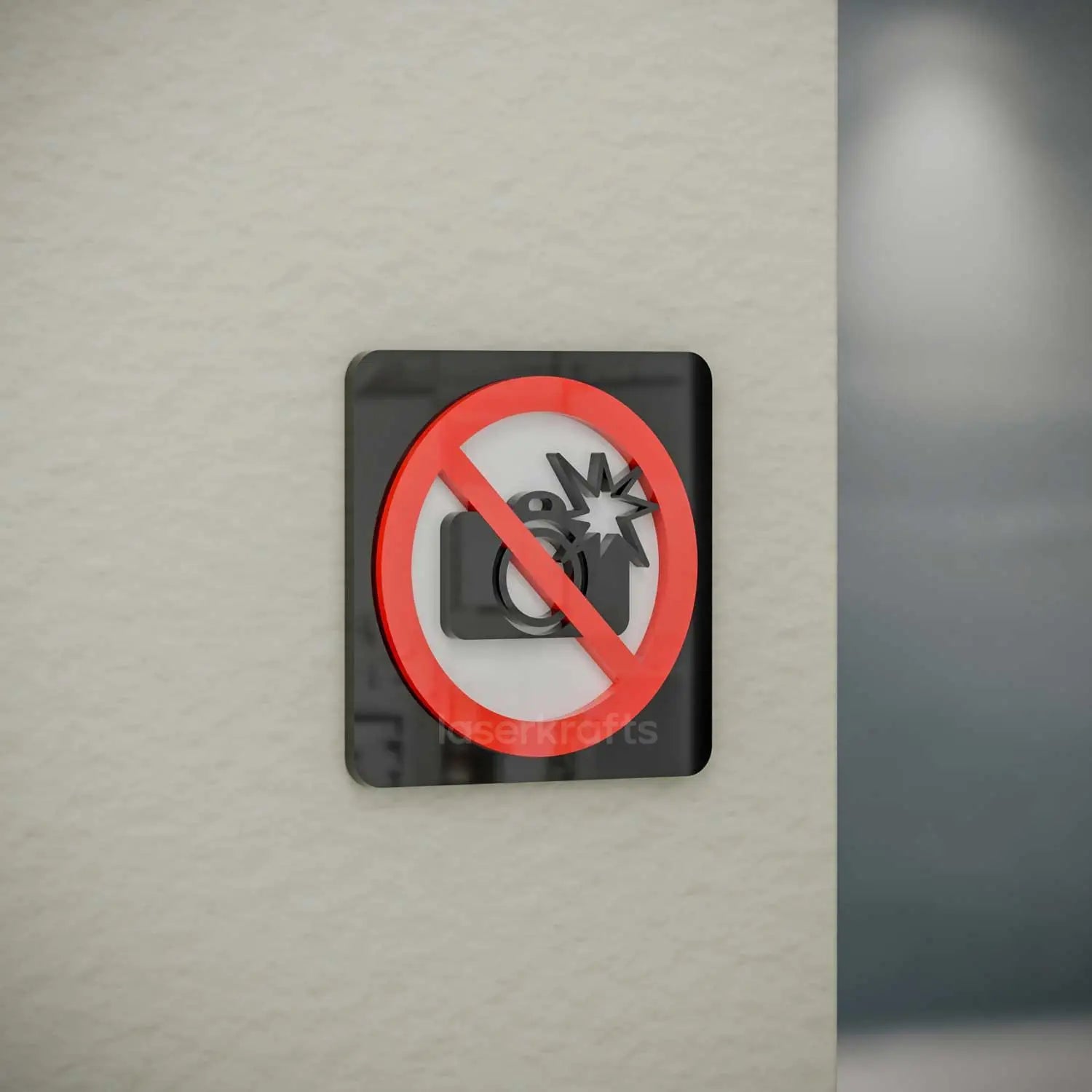 No Flash Photography - Layered 3D Prohibition Sign