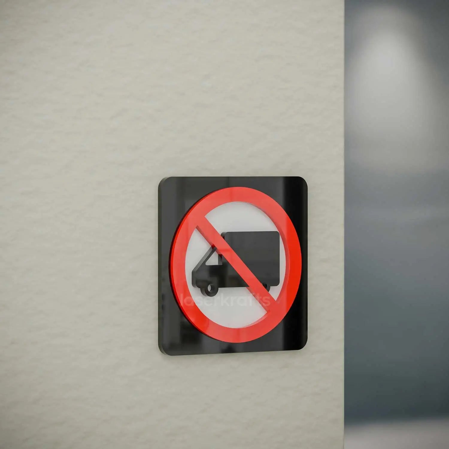 No Heavy Vehicles - Layered 3D Prohibition Sign