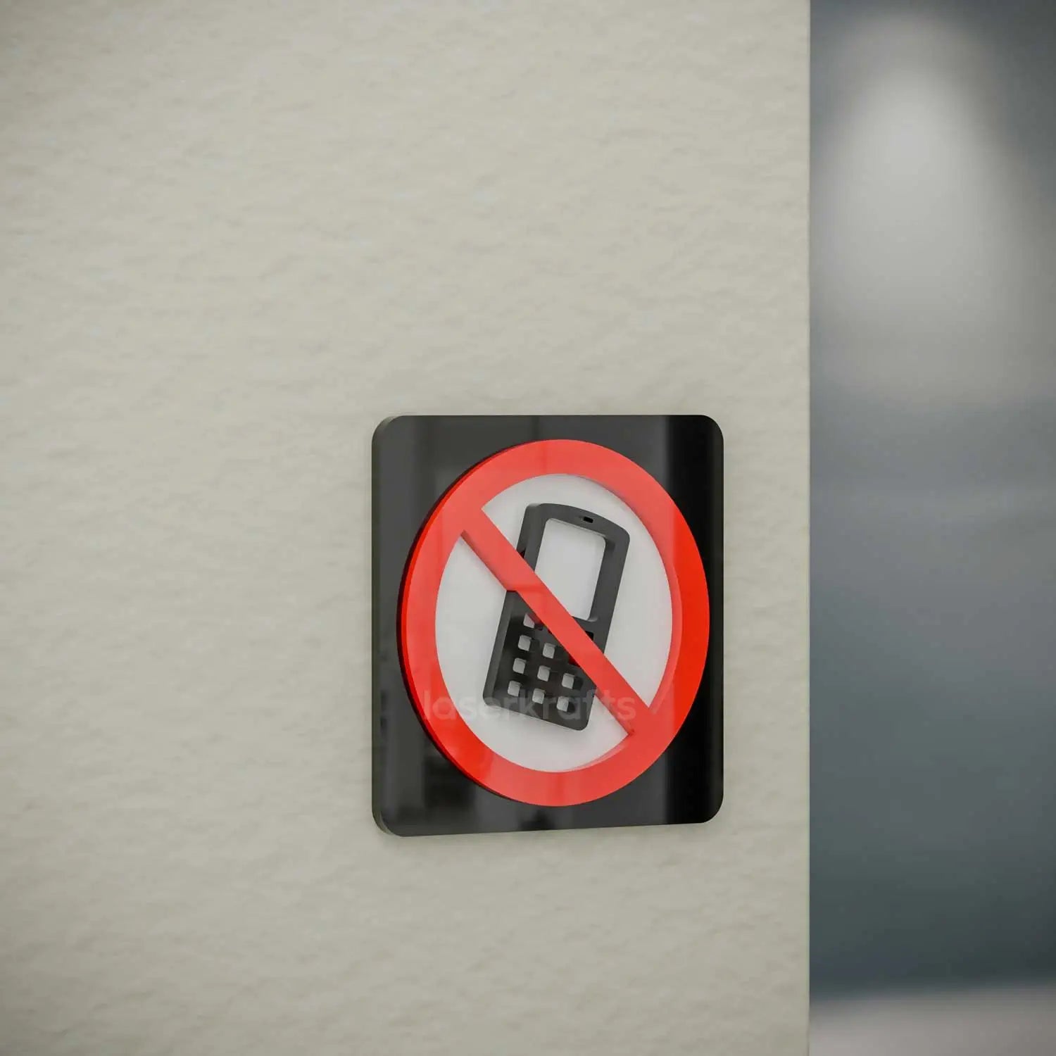 No Mobile Phones - Layered 3D Prohibition Sign
