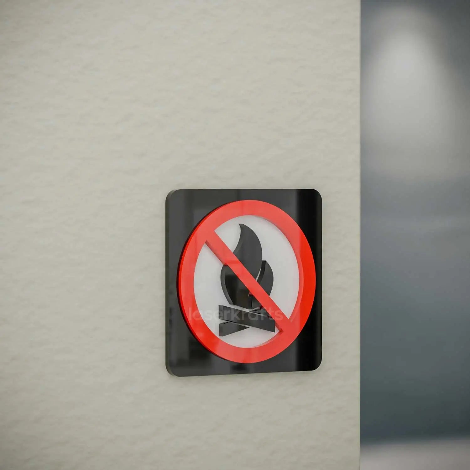 No Open Flames - Layered 3D Prohibition Sign