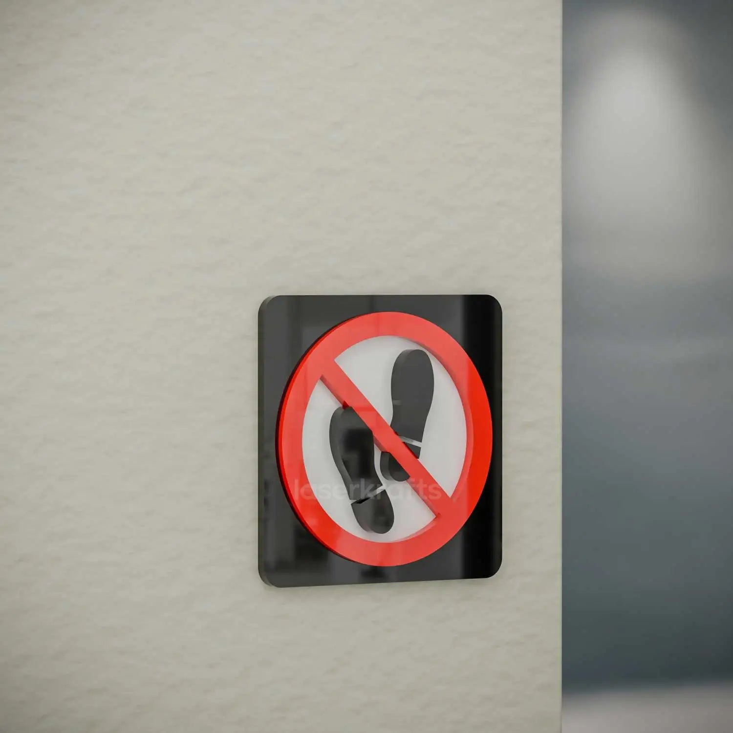 No Shoes Allowed - Layered 3D Prohibition Sign