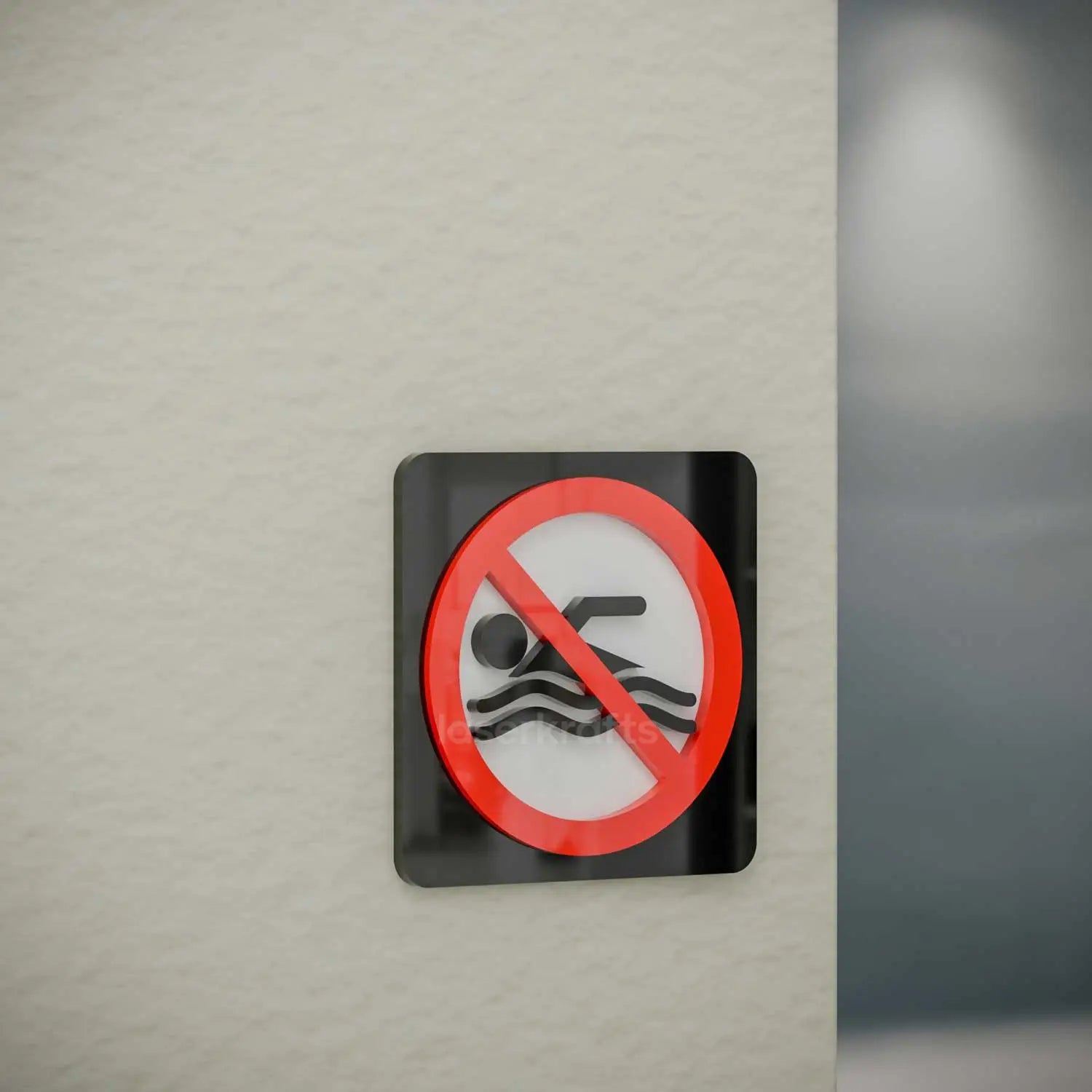 No Swimming Allowed - Layered 3D Prohibition Sign