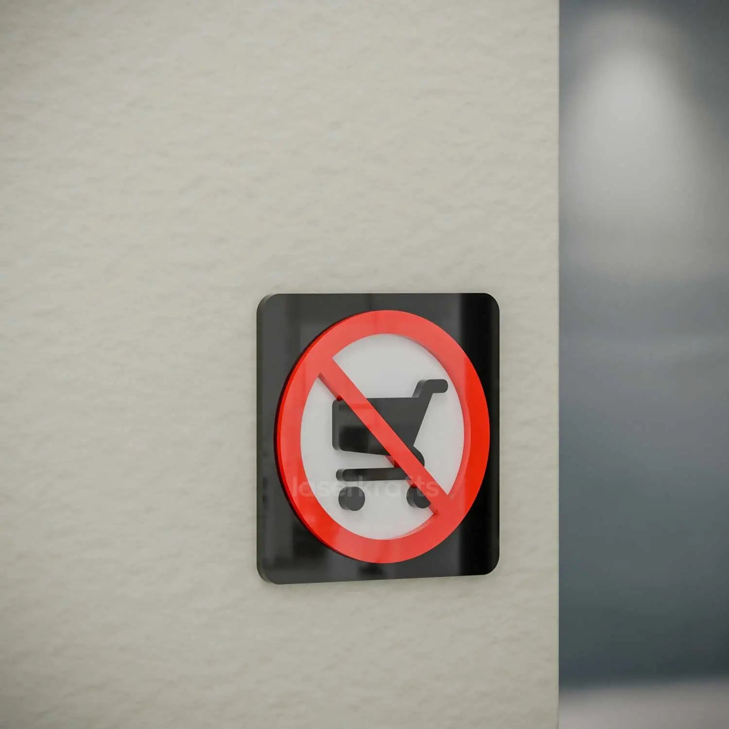 No Trolleys Beyond This Point - Layered 3D Prohibition Sign