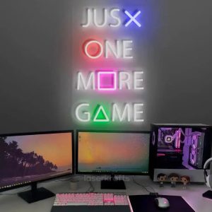 Just One More Game LED Neon Sign – Playful Gaming Wall Decor
