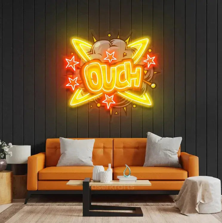 OUCH LED Neon Acrylic Artwork – Bold and Playful Wall Decor