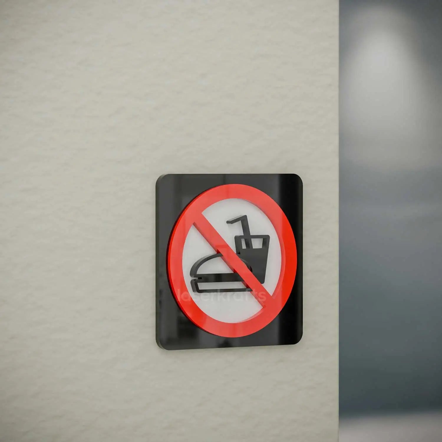 Outside Food Not Allowed - Layered 3D Prohibition Sign
