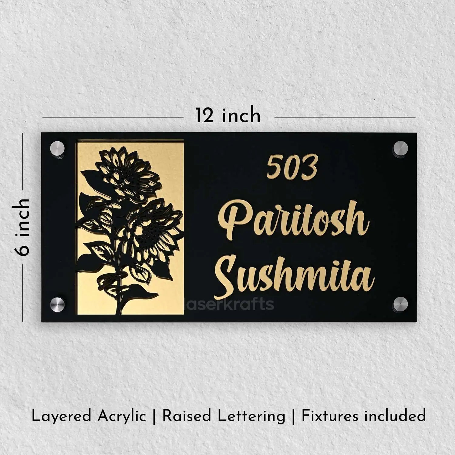 Paritosh Sushmita - Acrylic Name Plate with Raised Lettering