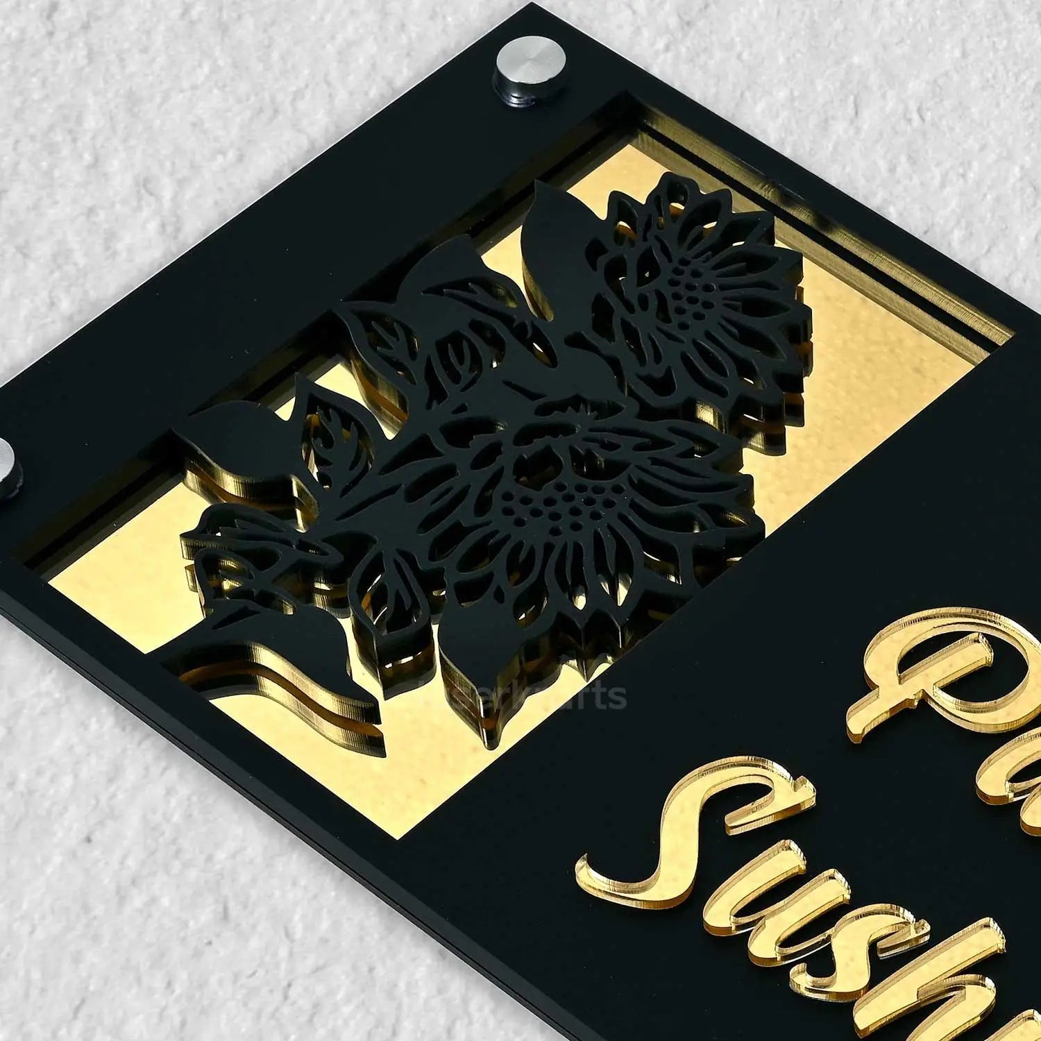 Paritosh Sushmita - Acrylic Name Plate with Raised Lettering