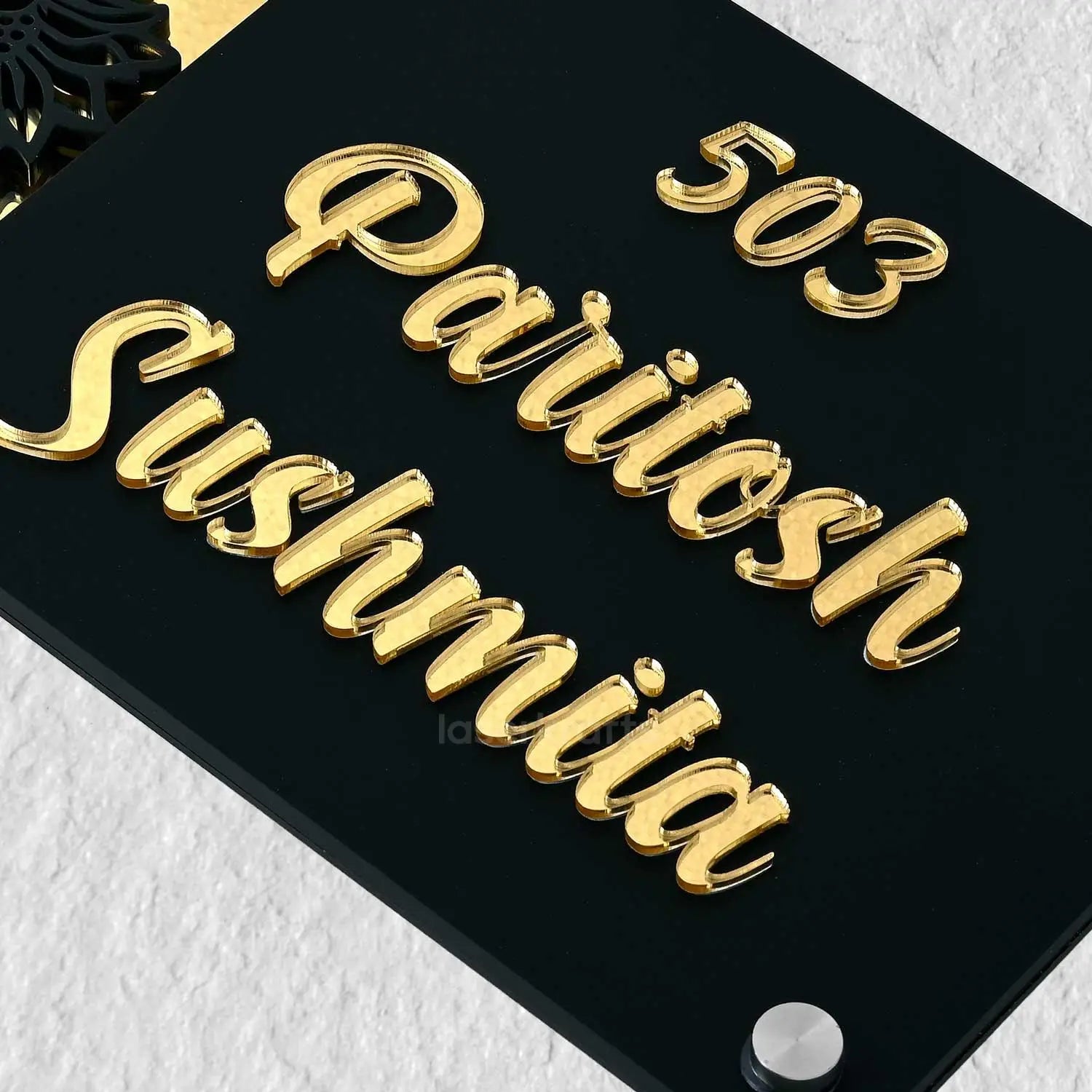Paritosh Sushmita - Acrylic Name Plate with Raised Lettering