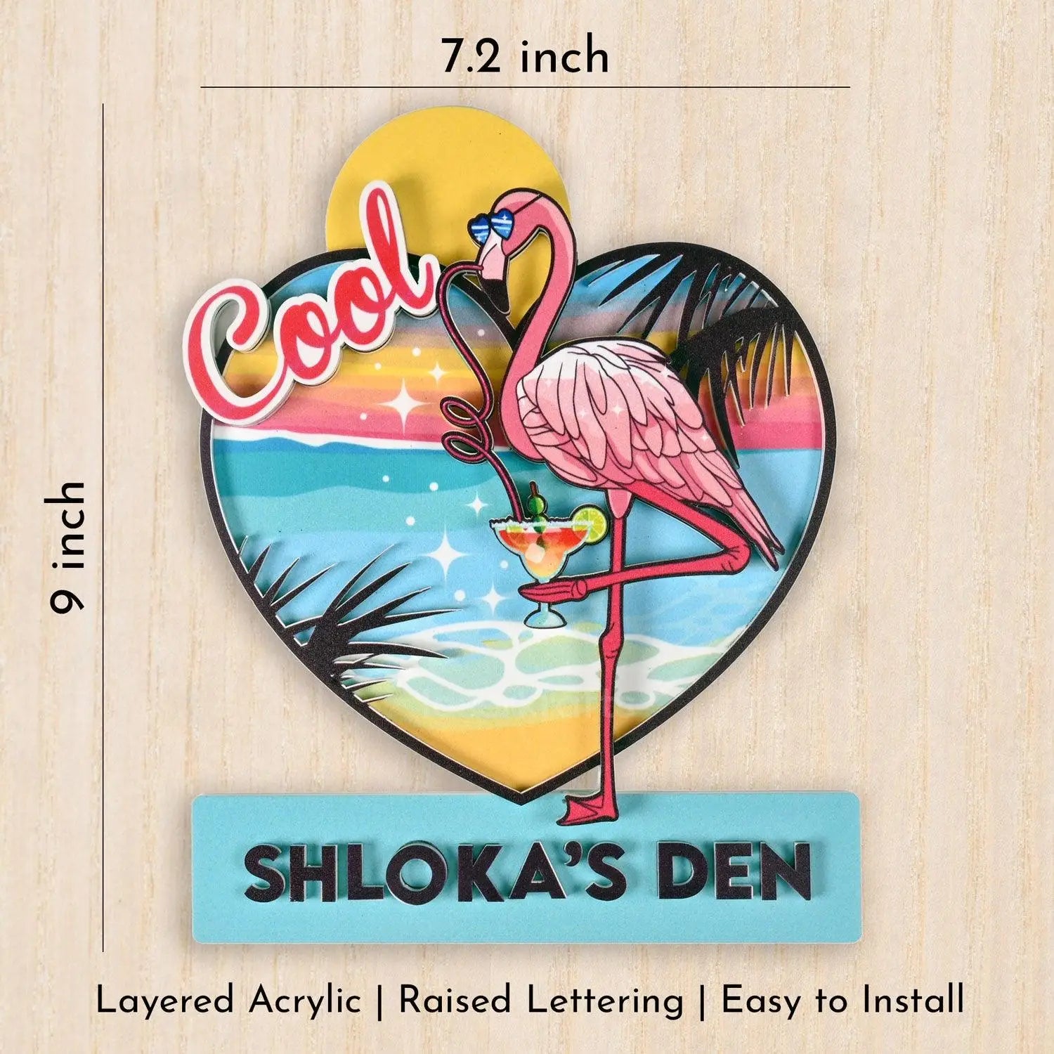 Pink Flamingo - Kids' Room Door Sign