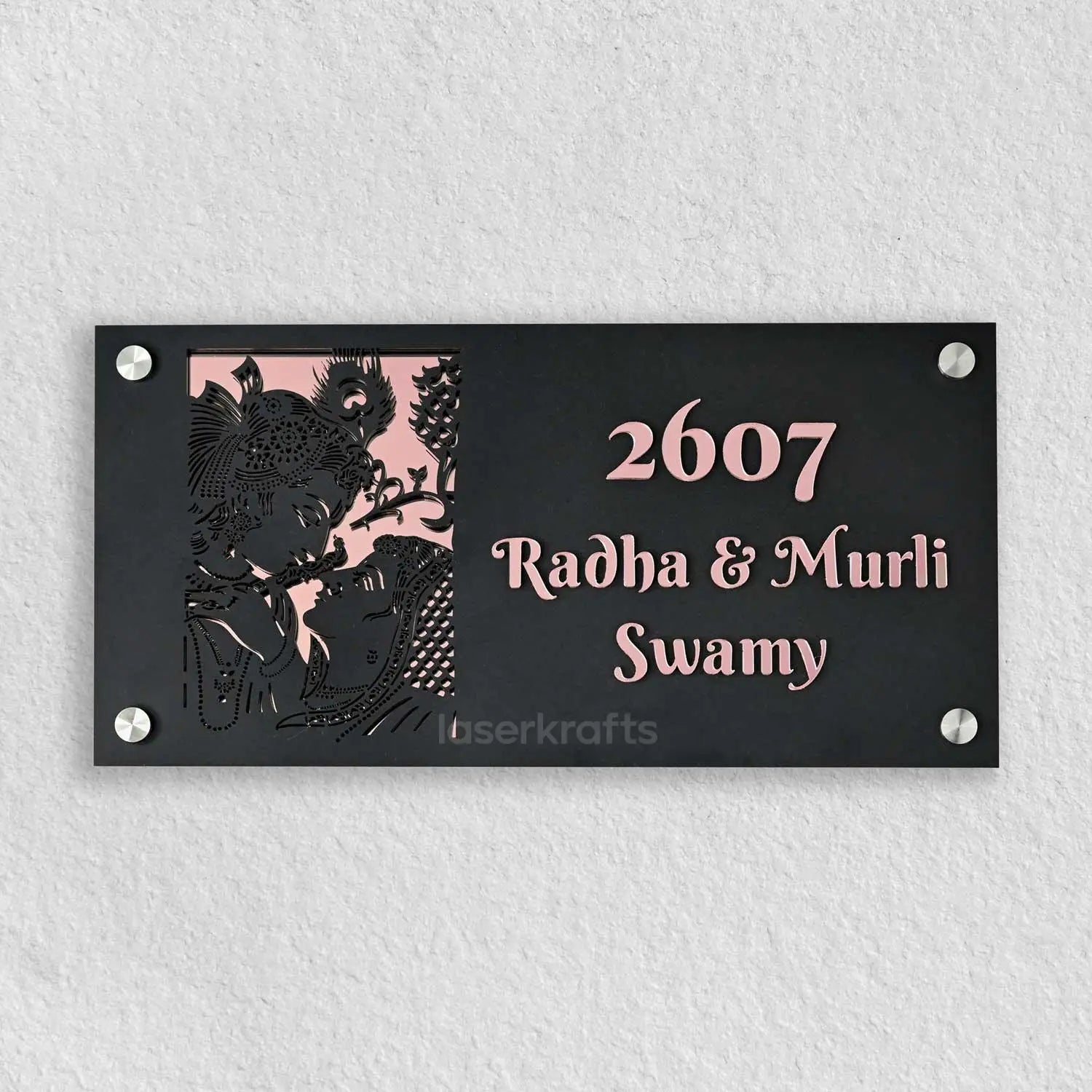 Radha Murli - Acrylic Name Plate with Raised Lettering