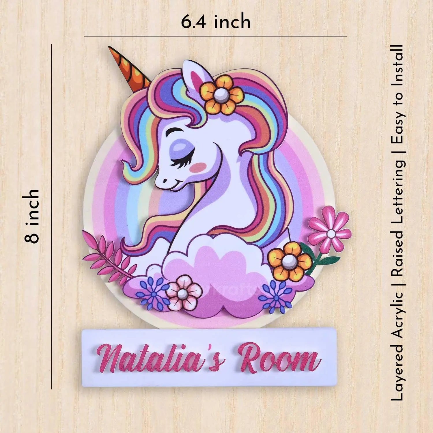 Rainbow Unicorn - Kids' Room Door Sign