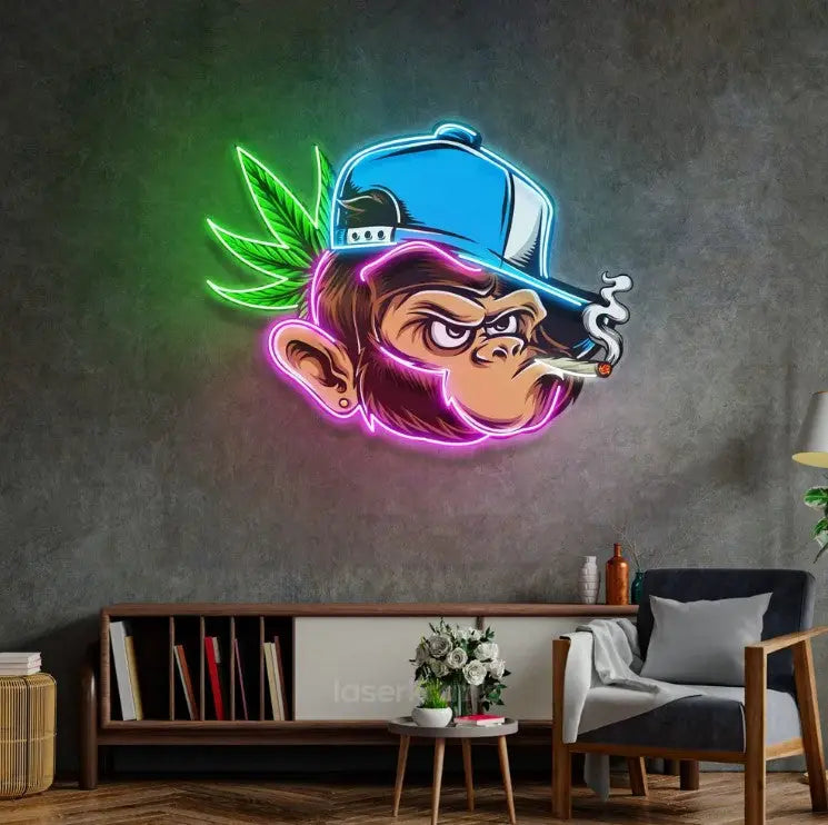 Naughty Monkey LED Neon Sign Light – Playful Pop Art Wall Decor