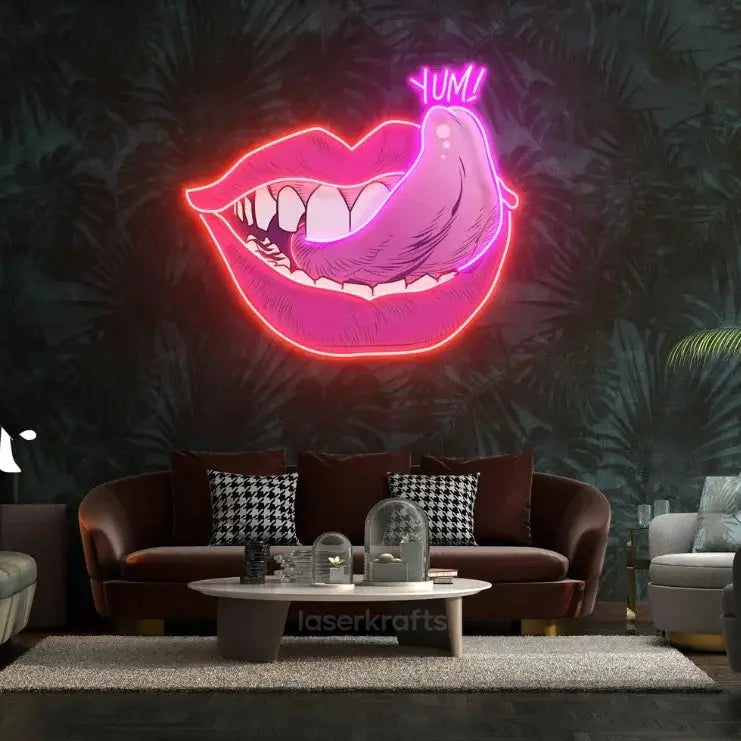 Taste of Your Lips LED Neon Acrylic Artwork – Sensual Pop Art Wall Decor