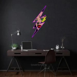 Thunder Girl LED Neon Acrylic Artwork – Bold Pop Art Wall Decor