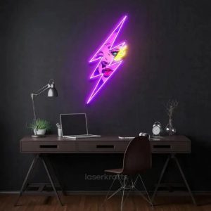 Thunder Girl LED Neon Acrylic Artwork – Bold Pop Art Wall Decor