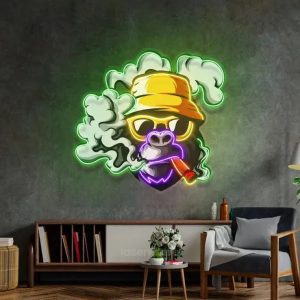 Yellow Hat Monkey LED Neon Sign Light – Fun Pop Art Wall Decor